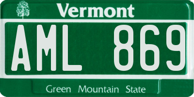 VT license plate AML869