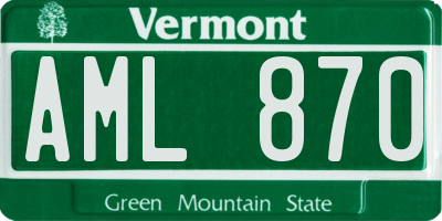 VT license plate AML870