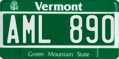 VT license plate AML890