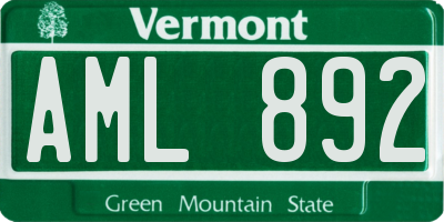 VT license plate AML892