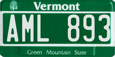 VT license plate AML893