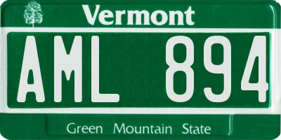 VT license plate AML894