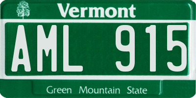 VT license plate AML915