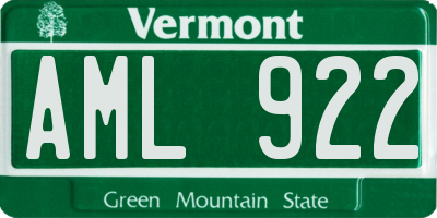 VT license plate AML922