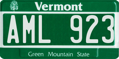 VT license plate AML923