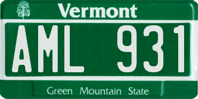 VT license plate AML931