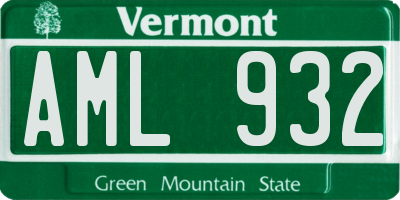 VT license plate AML932