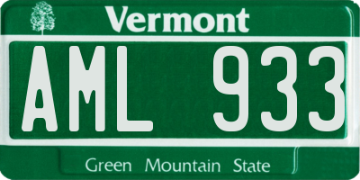 VT license plate AML933