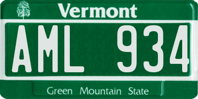 VT license plate AML934