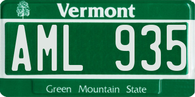 VT license plate AML935