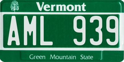 VT license plate AML939