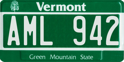 VT license plate AML942