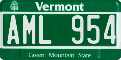 VT license plate AML954
