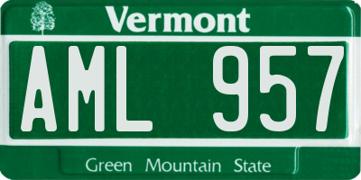VT license plate AML957