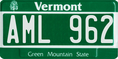 VT license plate AML962