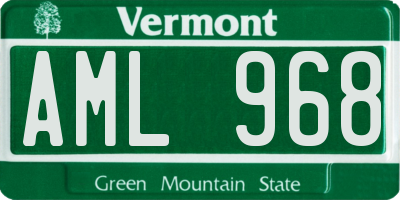 VT license plate AML968