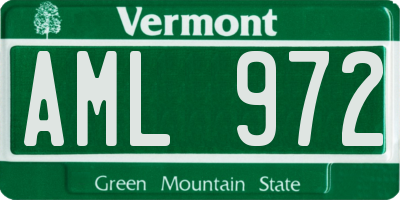 VT license plate AML972