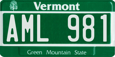 VT license plate AML981