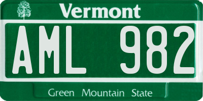 VT license plate AML982
