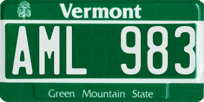 VT license plate AML983