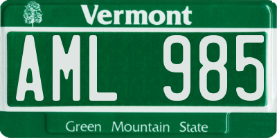 VT license plate AML985