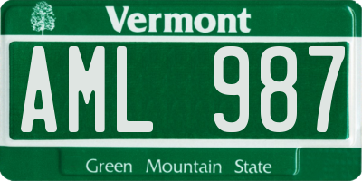 VT license plate AML987