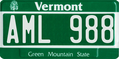 VT license plate AML988
