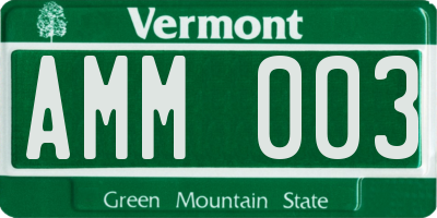 VT license plate AMM003