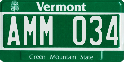 VT license plate AMM034