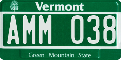 VT license plate AMM038