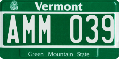 VT license plate AMM039