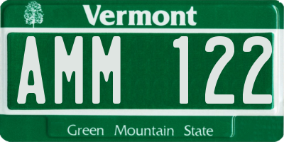 VT license plate AMM122