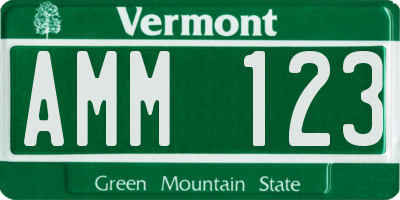 VT license plate AMM123