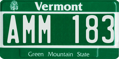 VT license plate AMM183