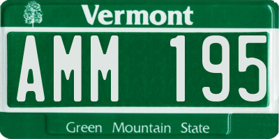 VT license plate AMM195
