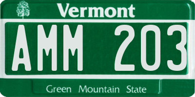 VT license plate AMM203