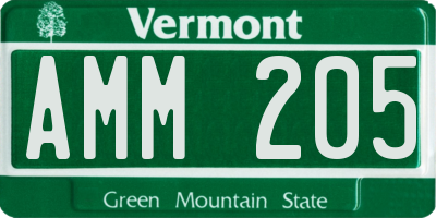 VT license plate AMM205