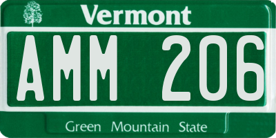 VT license plate AMM206