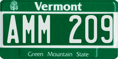 VT license plate AMM209
