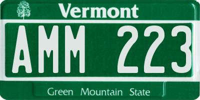VT license plate AMM223