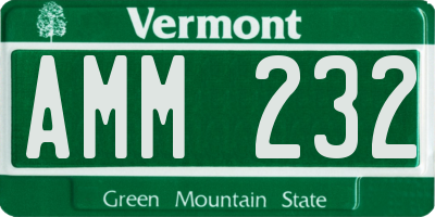 VT license plate AMM232