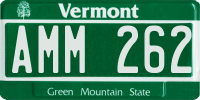 VT license plate AMM262