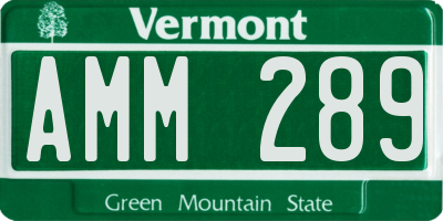 VT license plate AMM289