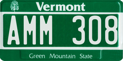 VT license plate AMM308