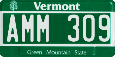 VT license plate AMM309
