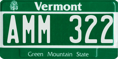 VT license plate AMM322