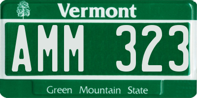VT license plate AMM323