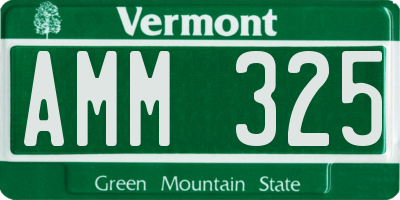 VT license plate AMM325