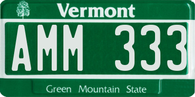 VT license plate AMM333