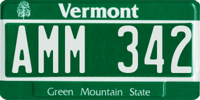 VT license plate AMM342
